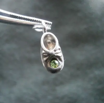 TINY Baby Bootie Green Birthstone Vintage Sterling Silver Charm Pendant 1.0g • $9.50