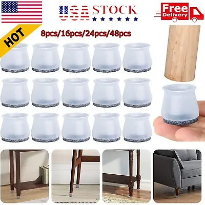 4x-48x Silicone Felt Slider Chair Leg Protector For Hardwood Floor Fit All Shape • $15.99