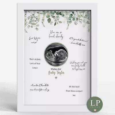 Personalised Baby Shower Scan Photo Guestbook Print Sage Green • £18.99