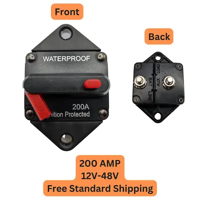 200 Amp Panel Mount Circuit Breaker Auto/Marine/Solar 12-48V DC Manual Reset • $11.99