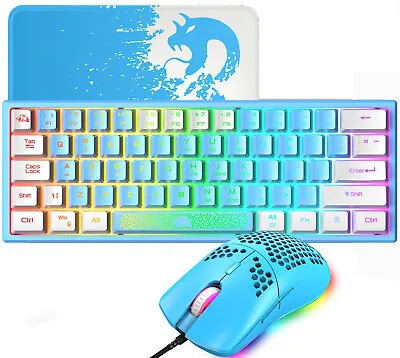 $42.31 • Buy AU 60% Gaming Keyboard Mouse +Mice Set Wired 62 Keys RGB Backlit For PC PS4 Xbox