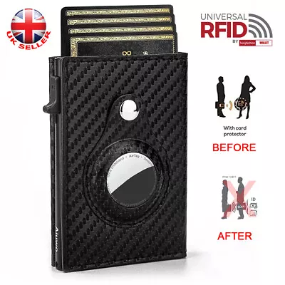£10.43 • Buy Wallet Card Holder Mens Leather Metal RFID Blocking Slim Men's Credit Money Clip