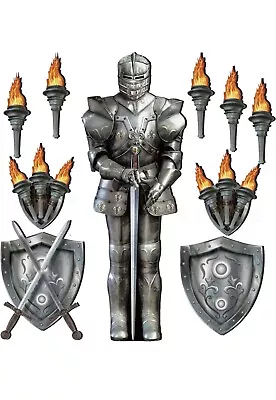 Honson Jointed Suit Of Armor Knight Cutout Medieval Party Decorations With Torch • $20.99