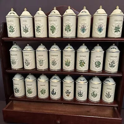 Vintage 1992 Lenox Spice Garden Rack Complete Set 24 Porcelain Jars And Rack • $410