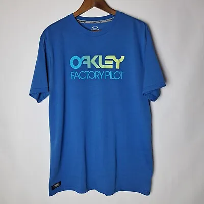 Oakley Hydrolix T-Shirt Mens XL Blue Regular Fit Short Sleeve Factory Pilot • $17.98