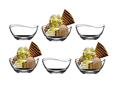 6 Ice Cream Bowl Sundae Glasses Appetizer Dessert Cocktail Fruit Glass 310ml • £11.99