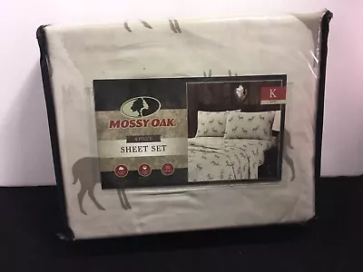 MOSSY OAK DEER KING 4 Pc TAN SHEET SET Lodge Cabin Deer~Elk~Hunting NEW • $48.96