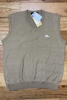 New Monte Carlo Wool Blend V-neck Sweater Vest Size 46 Gold Brown XL • $23.05