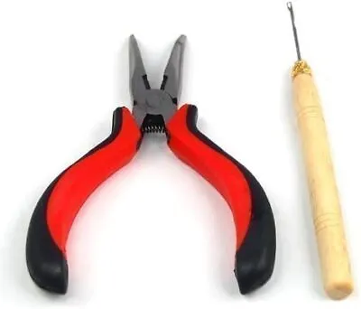 NEW Hair Extension Pliers Pulling Hook Tool For Silicone Micro Rings Beads Loop • £6.93