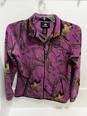 Mossy Oak Jacket Women's Pink Camo Full Zip Fleece Zip Pockets Medium (8-10) • $19.99