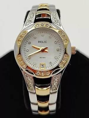 $19.99 • Buy Relic White Dial Dual Tone Ladies Date Watch