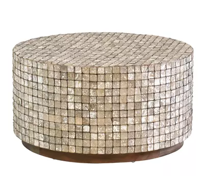 Round Coffee Table Rustic Handcrafted Distressed Reclaimed Granite Mosaic Square • $429.99