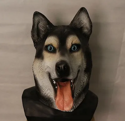 £17.99 • Buy Siberian Husky Mask Malamute Dog Latex Animal Fancy Dress Canine Halloween Wolf