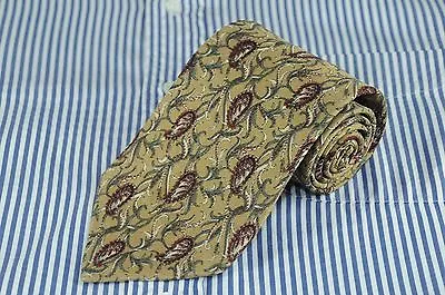 Joseph Abboud Men's Tie Taupe & Maroon Vine Paisley Printed Silk Neck • $19.99