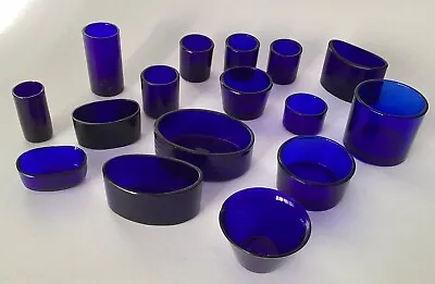 16 X Antique Bristol Blue Glass Assorted Sizes  Condiment Liners • $102.13