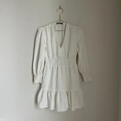 Zara Women's Linen Blend Dress In Oyster White Size XSMALL • $19.99
