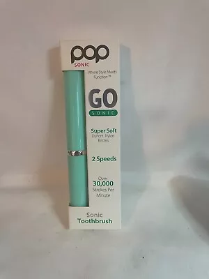 Pop Sonic Go Sonic Portable Toothbrush 2 Speeds 2 Minute Timer Green Pastel NEW • $9.99