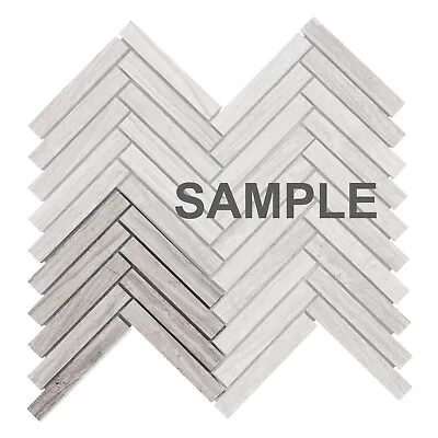 Taupe Gray White Oak Marble Stone Herringbone Mosaic Tile Kitchen Backsplash • $3.99