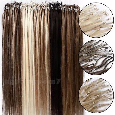 Grade 9A Remy Human Hair Micro Ring Loop Beads Link Tip Hair Extensions 1G/0.5G • $29.10