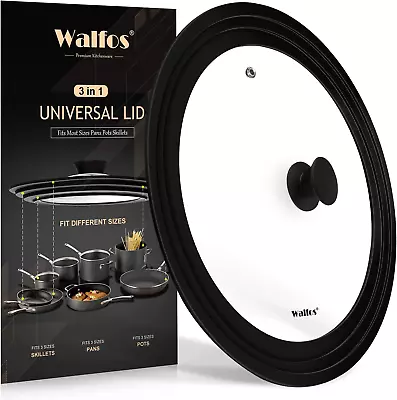 Universal Lid For Pots Pans And Skillets - Walfos Tempered Glass Pan Lid With H • $24.51