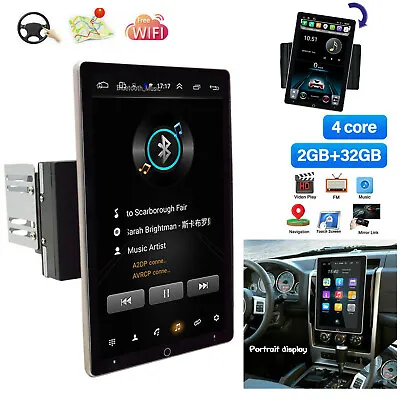 Android 13 Double 2 DIN Rotatable Car Stereo Radio 10.1'' Touch Screen  GPS Wifi • $154.33