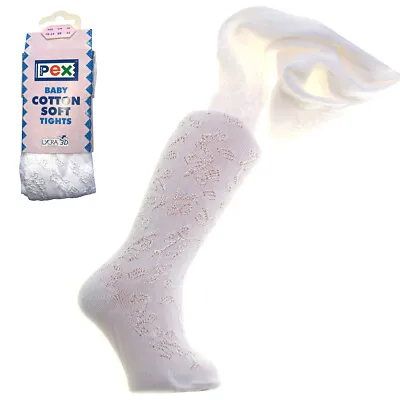 £5 • Buy NB - 3 YRS PEX Baby Girls White Tights Floral Pattern  High Quality Winter Warm