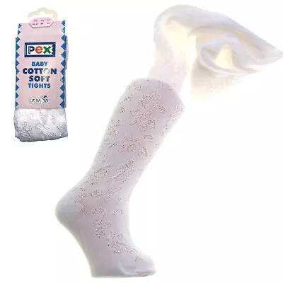 £5 • Buy NB - 3 YRS PEX Baby Girls White Tights Floral Pattern  High Quality Winter Warm