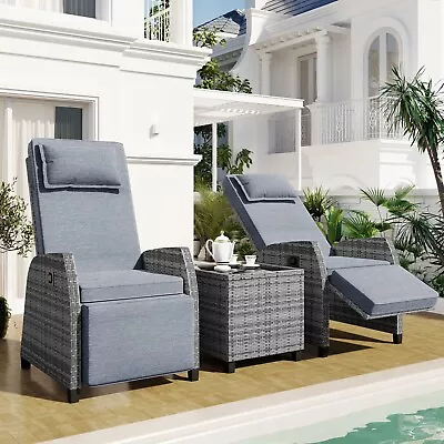 Patio Outdoor Rattan Wicker Recliner Sofa Set Conversation Furniture Table Chair • $405.47