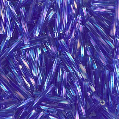 12x2mm AB Transparent Cobalt Twisted Bugle Beads Miyuki 177 25gm ~420 Beads • $3.49