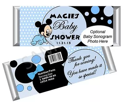 Baby Mickey Mouse Candy Bar Wrappers - Boy Baby Shower - Set/12 • $12.95