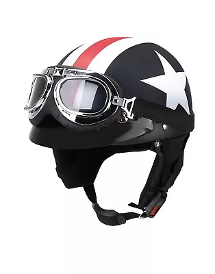 Half Open Face Motorcycle  With  Visor /Scarf /googles Biker Scooter  M • $12