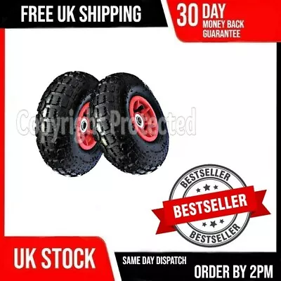 2 Wheelbarrow Wheels Pneumatic Sack Truck Trolley Trailer Inflatable Tyre Valve • £17.89