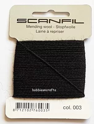 BLACK Scanfil Thread For Darning & Mending - 55% Wool 45% Nylon 15 Metres • £2.05