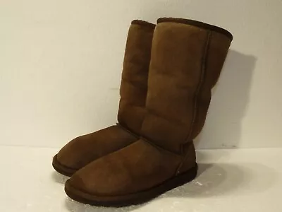 Women's UGG Classic Tall Suede Sheepskin Winter Boots Chocolate Brown Sz 6 #5815 • $29.95