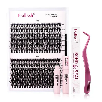 Cluster Eyelash Extensions Kit With Lash Glue And Tweezer DIY At Home • £13.99