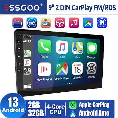 9  Android 13 Double 2 DIN Apple CarPlay Car Stereo Radio GPS Sat Nav 2+32G RDS • $77.59