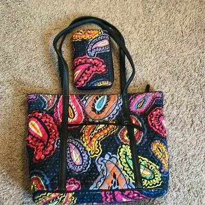 Vera Bradley Zippered Tote Bag With Matching Wallet • $22