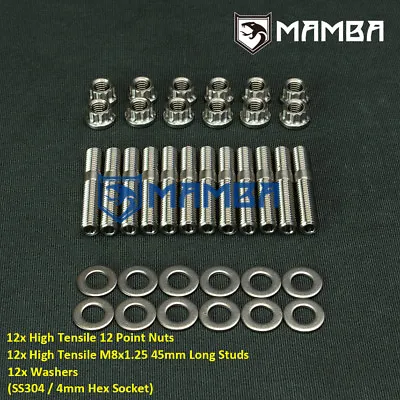 CNC Honda Acura DOHC B Series B16 B18 B20 Turbo Exhaust Manifold Stud Kit SS304 • $120.41