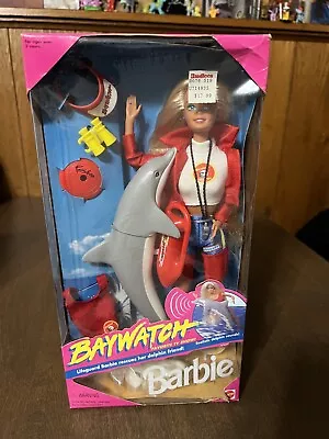 Vintage Baywatch Barbie 1994 New Worn Box #13199 Dolphin Mattel • $42.74