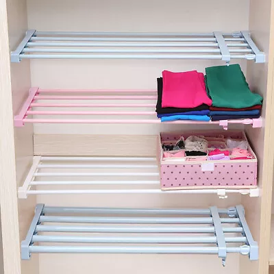 Extendable Wardrobe Storage Closet Organiser Shelf Cupboard Cabinet Divider Rack • £7.95