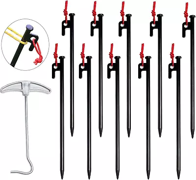 10Pc-Pack Steel Tent Stakes7.8”/11.8” Heavy Duty Tent Pegs With Stakes Puller B • $35.68
