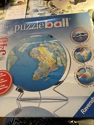 Puzzleball World Globe Sphere Ravensburger 3D Puzzle 540 Pieces W/ Display Stand • $20