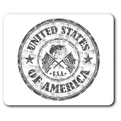 Rectangle Mouse Mat BW - United States Of America Travel Stamp  #40183 • £6.99