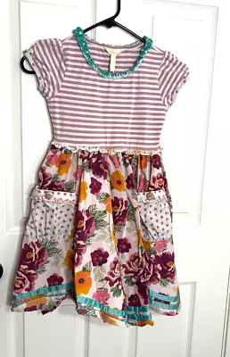 Matilda Jane Striped/Floral Multi-Color Girls Dress- Size 8 • $9.99