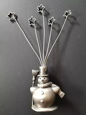 Snowman Christmas Greeting Card  Holder Display Metal Heavy Weight Holiday Fun • $18