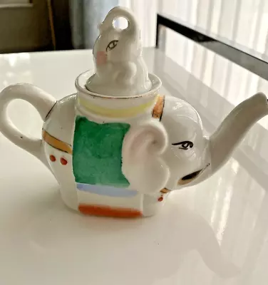 Vintage Pier One Elephant Teapot With Baby Elephant Lid -Good Luck Elephant • $11