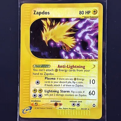 Zapdos 44/147 Aquapolis E-reader Reverse Holo Rare Pokemon Card Tcg Vintage • $54.99