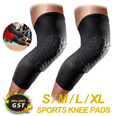 Knee Leg Long Sleeve Protector Support Brace Honeycomb Pad Basketball Crashproof • $8.05