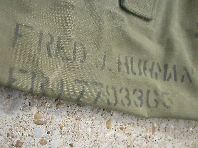 Vintage US Military Duffle Heavy Bag Fred HUHMAN Great For Decor • $40