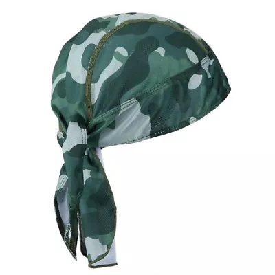 Moisture Wicking Green Jungle Camo Stretch Headwrap Biker Durag Skull Cap Hat • $9.95